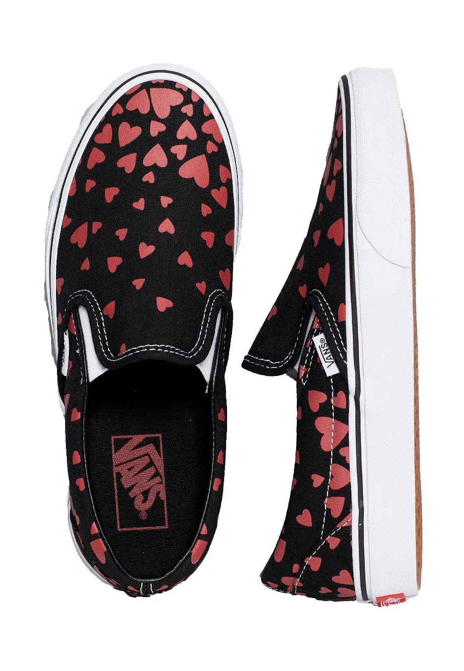 Vans - Classic Slip On (Valentineshrts)Black Red - Girl Shoes