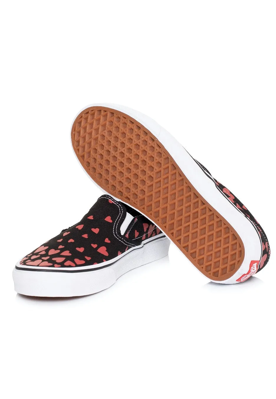 Vans - Classic Slip On (Valentineshrts)Black Red - Girl Shoes