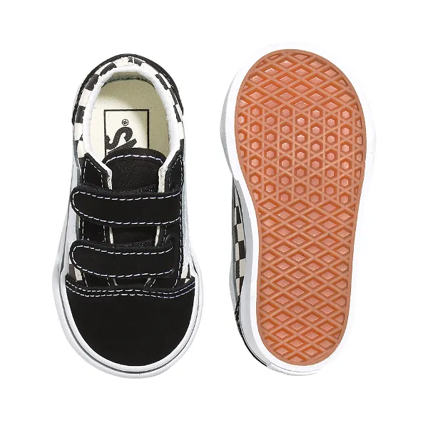 Vans Toddler Old Skool V Primary Check Shoe - Black/White