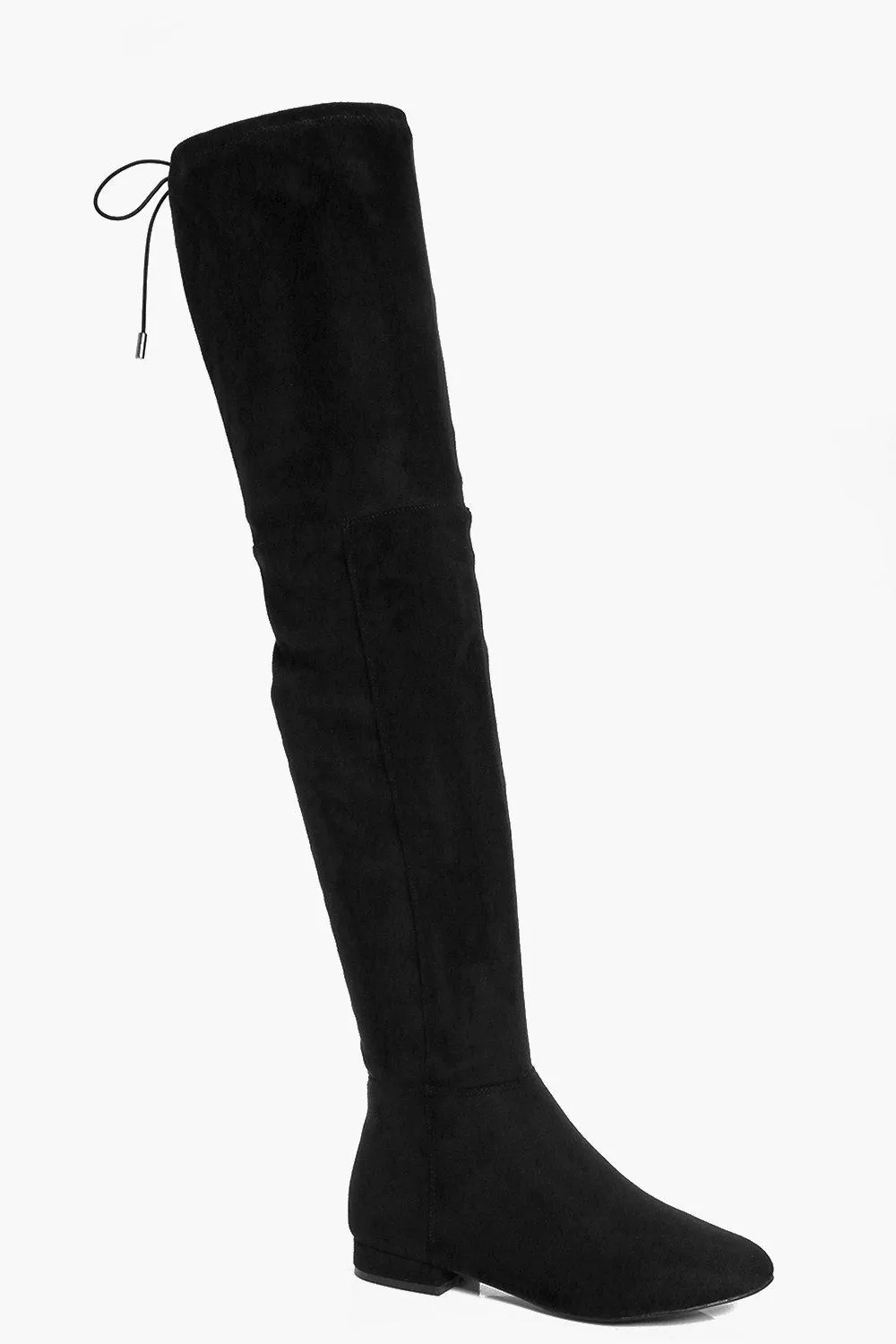 Wide Width Flat Thigh High Tie Back Boots