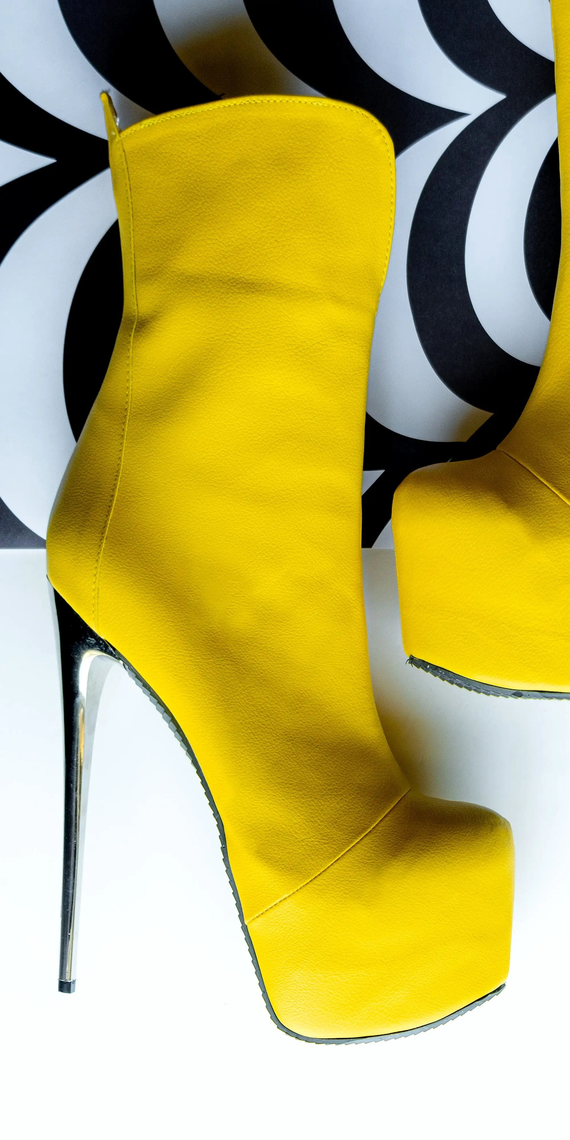 Yellow Matte Metallic High Heel Boots